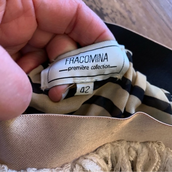 Fracomina lace maxi skirt 42 s small beige EUC striped lined slit - Picture 6 of 11